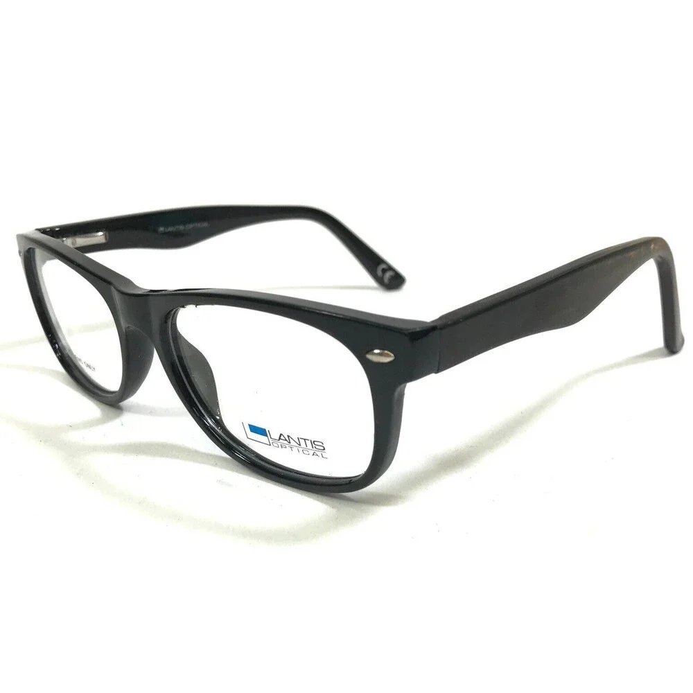 Lantis Eyeglasses Frames L6018 BLK Black Rectangular Full Rim 52-17-145